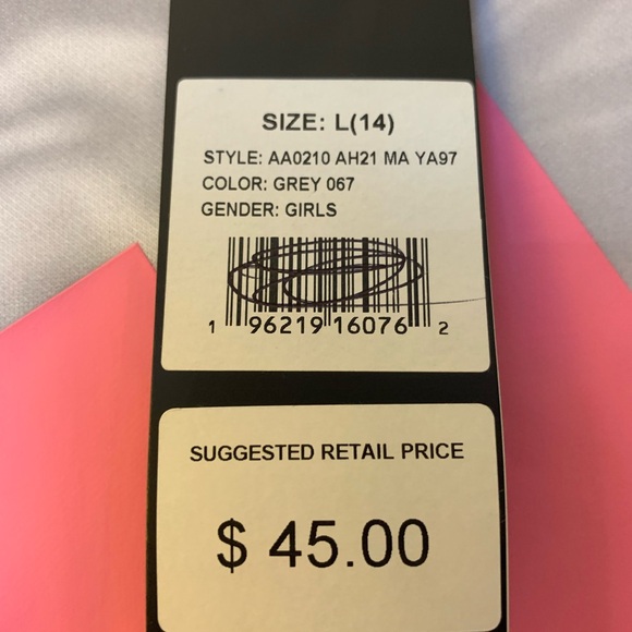 Adidas Kids Swirl Hoodie - Light Gray with Pink Logo - Picture 5 of 6